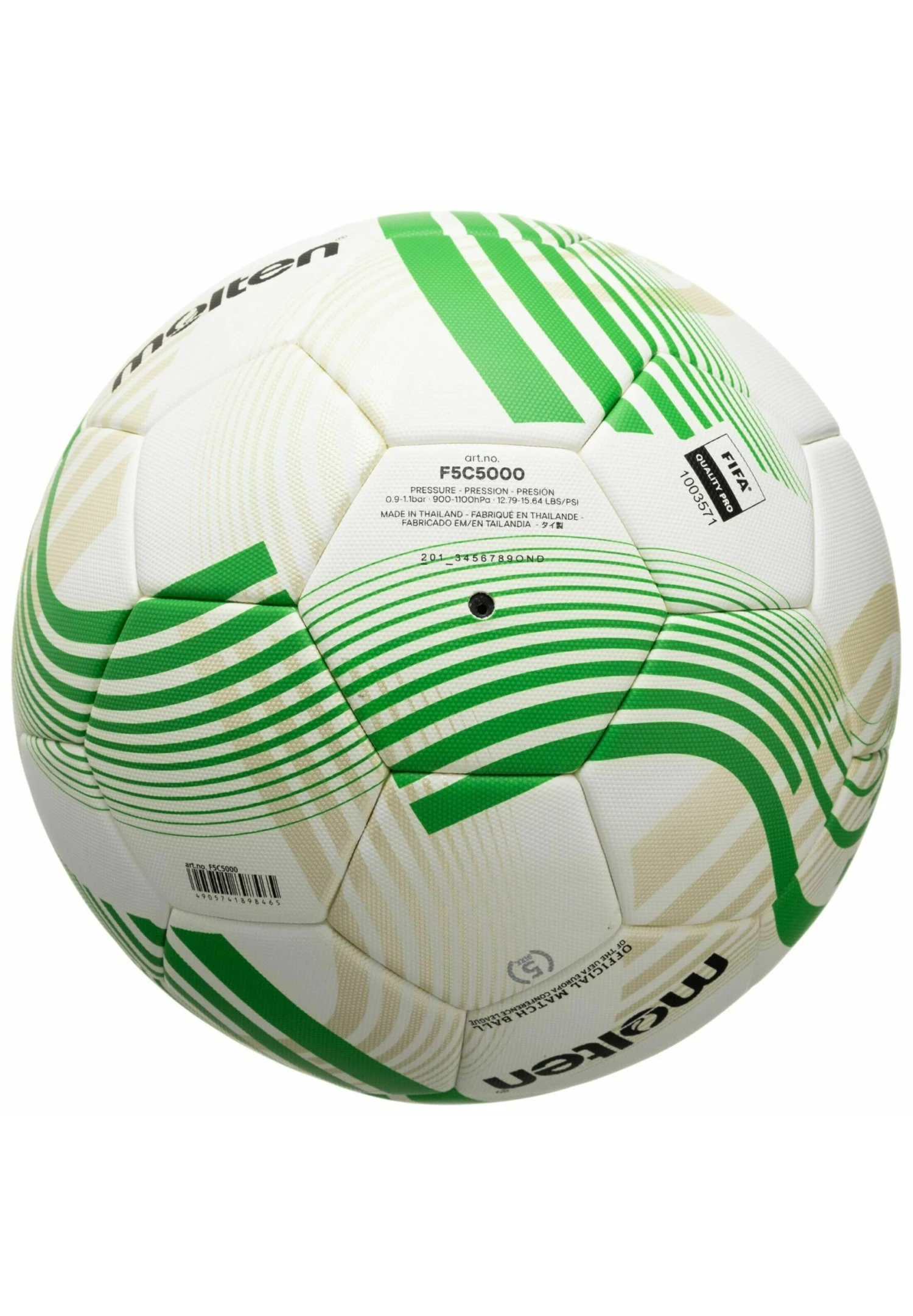 MOLTEN Stance Uefa Europa Conference League 2022/23- Balón De Fútbol - Weiß Gruen Schwarz - Imagen 2