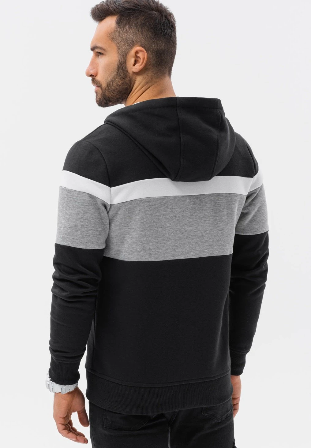 Tri Colour Hoodie- Sudadera Con Cremallera - Black - Imagen 3