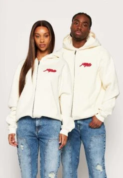 Oversize Zip College Mix Unisex - Sudadera Con Cremallera - Egret