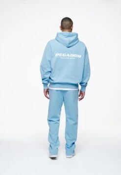 Pegador Colne Logo Oversized Hoodie Unisex - Jersey Con Capucha - Vintage Washed Riviera Blue