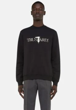 Trussardi Logo Print Brushed- Sudadera - Black